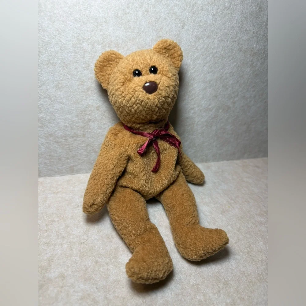 Vintage Rare Ty Beanie Babies Curly The Teddy Bear Plush Kids Toy 1993 Error